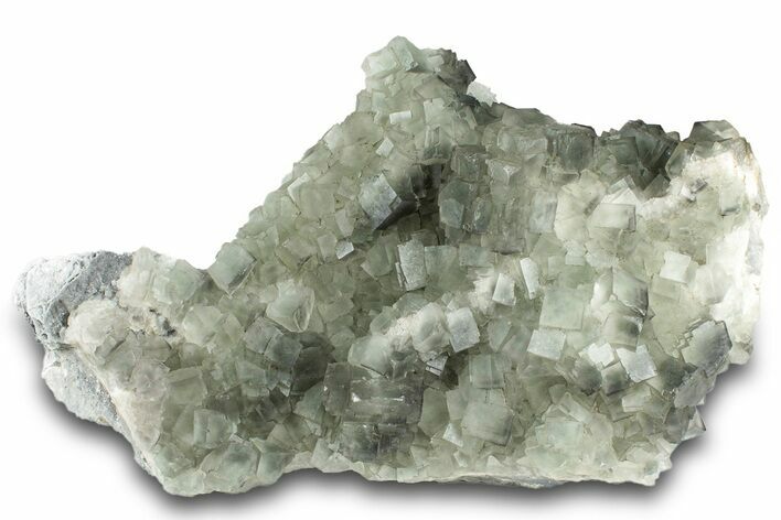 Green Cubic Fluorite Crystal Cluster on Matrix - China #323065